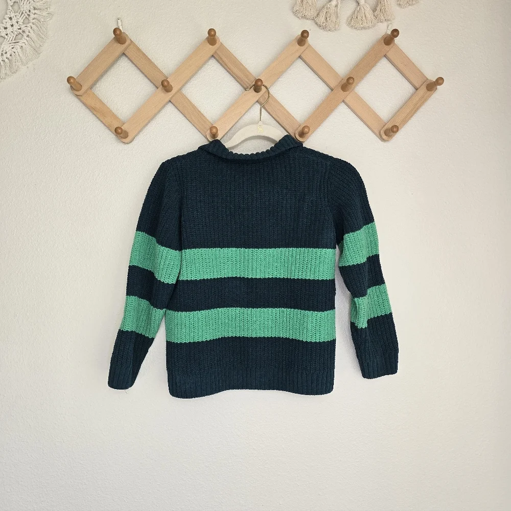 Hanna Andersson Children's Green Rugby Stripe Chenille Pullover Sweater Size 12
